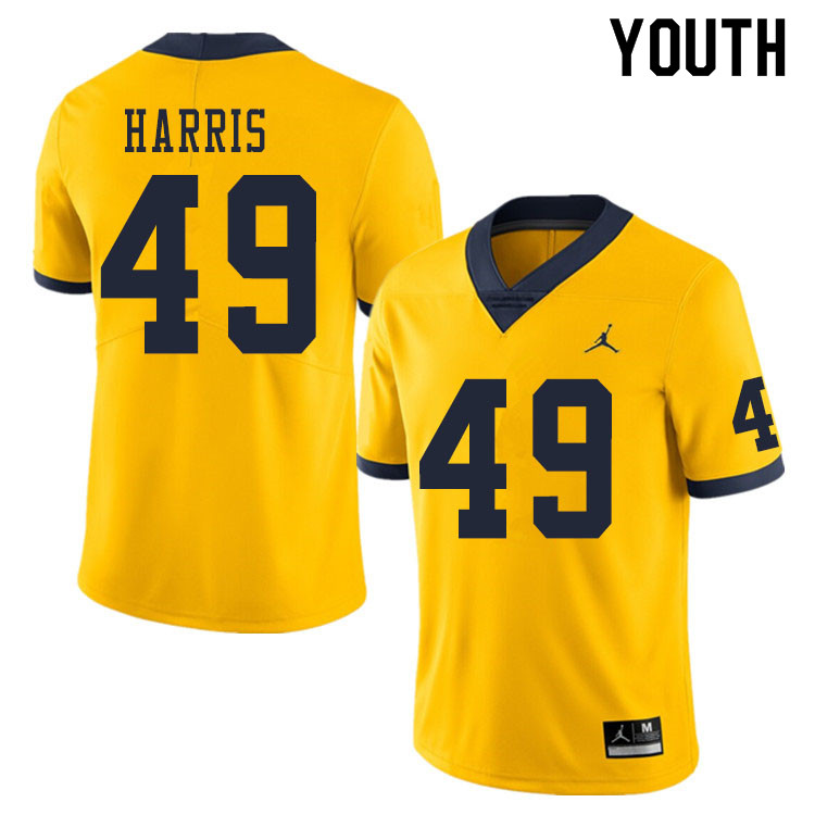 Youth #49 Keshaun Harris Michigan Wolverines College Football Jerseys Sale-Yellow